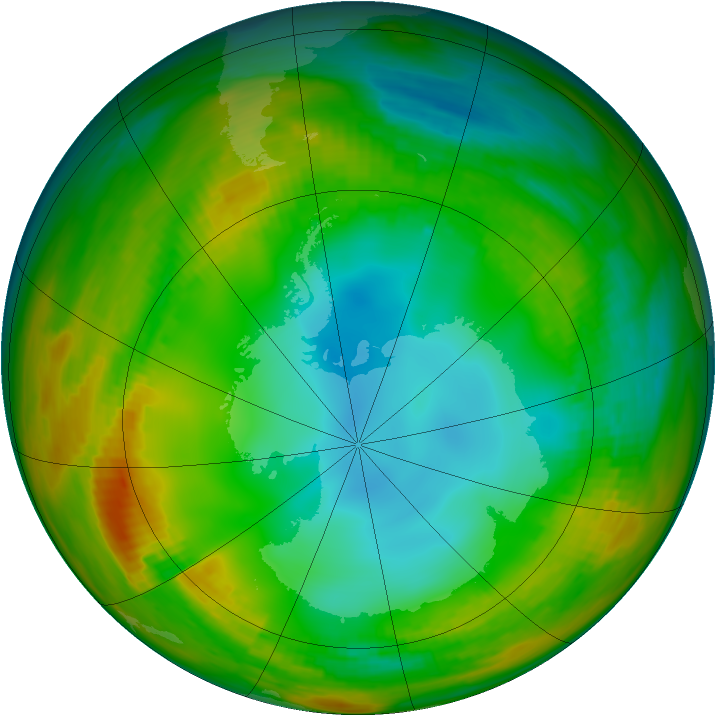 Antarctic ozone map for 21 July 1979